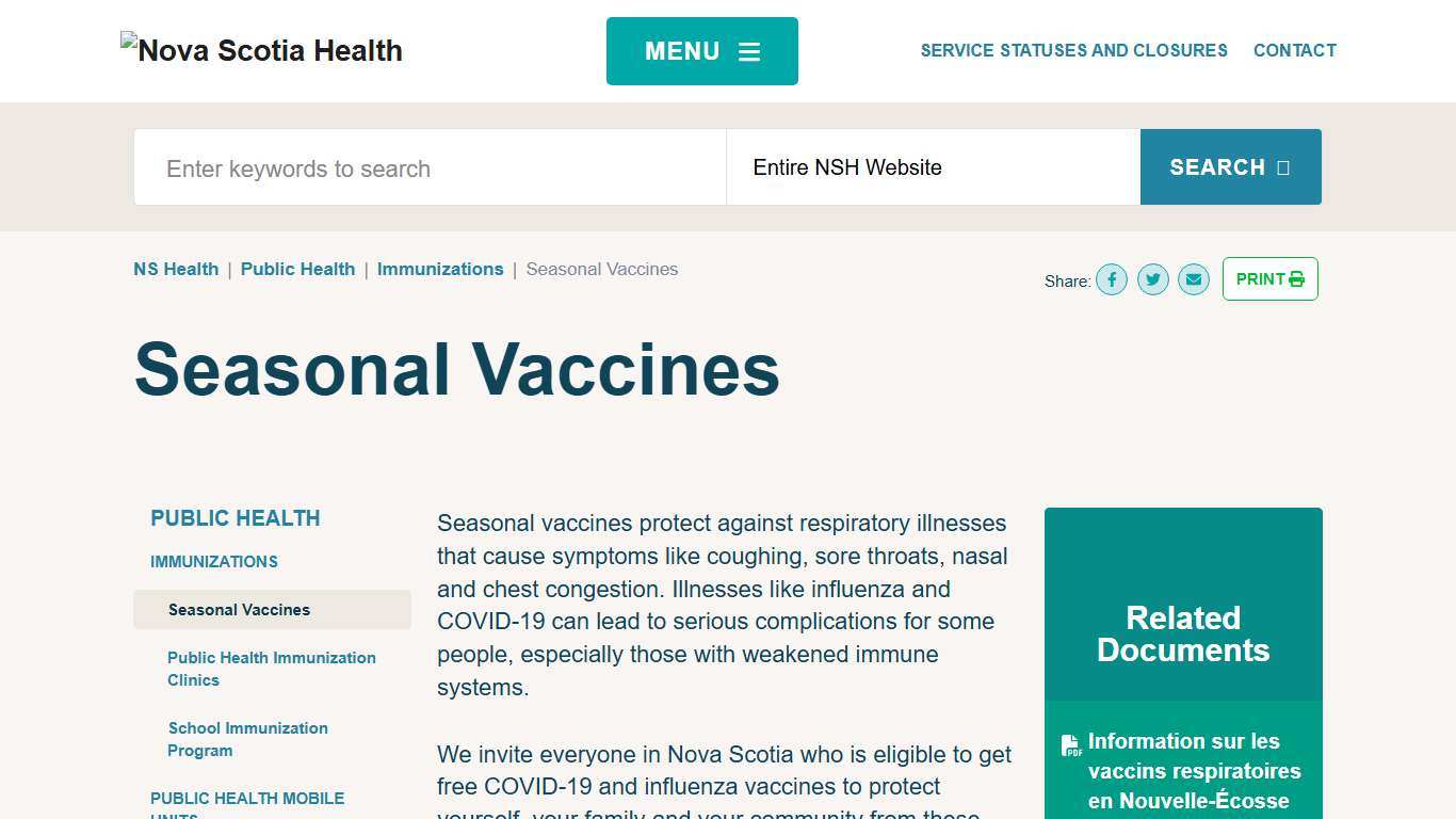 Seasonal Vaccines Nova Scotia Health