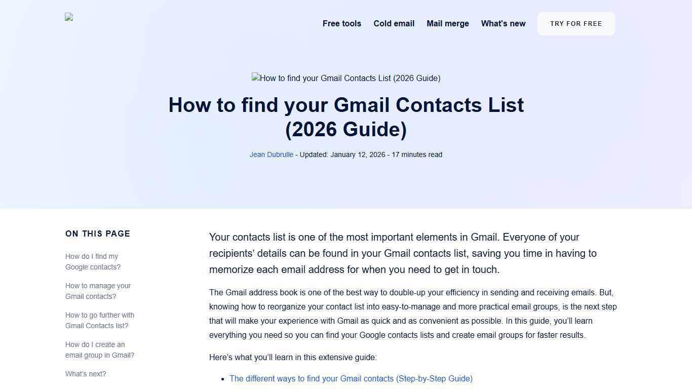 How to find your Gmail Contacts List (2026 Guide)
